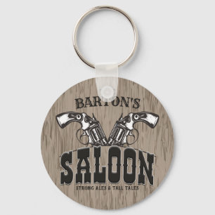 Porte-clés NOM PERSONNALISÉ Wild West Gun Revolver Saloon