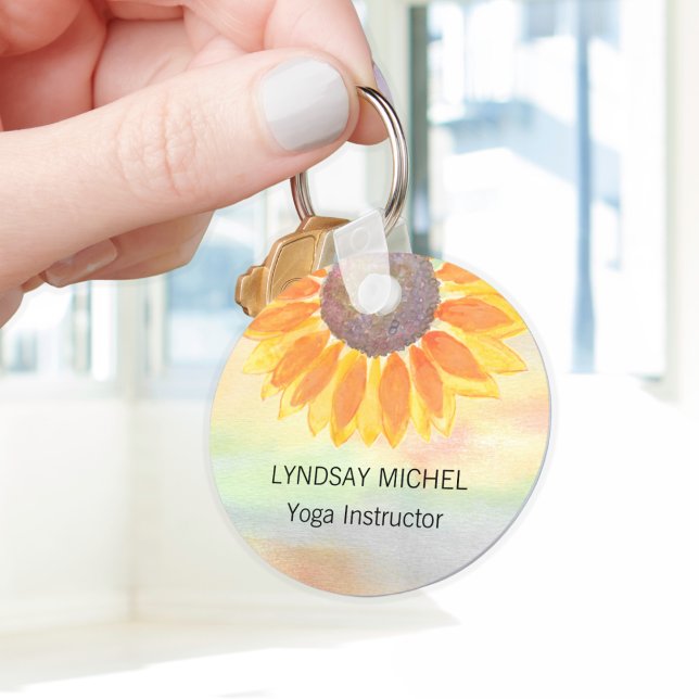 Porte-clés Nom personnalisé Yoga Instructeur Tournesol (Créateur téléchargé)