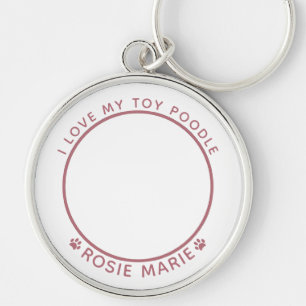 Porte-clés Nom photo du chien mignon Empreintes de pattes ros