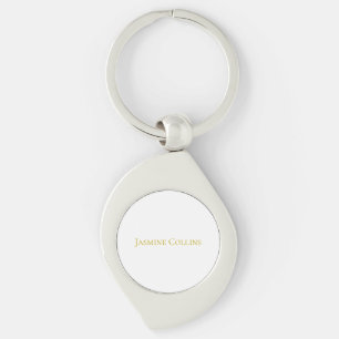 Porte-clés Nom professionnel minimaliste de couleur or