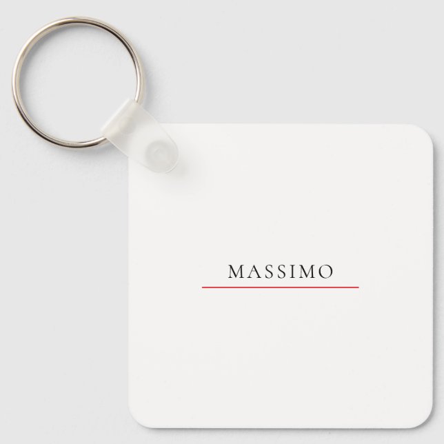 Porte-clés Nom propre décoration chic simple uni noir blanc (Recto)