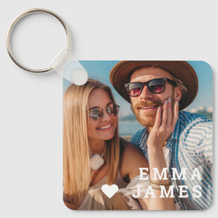 Porte-clés Noms de couple personnalisés Photo Cœur Mignon