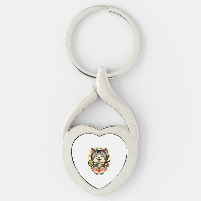 Porte-clés Noodle de chat japonais Anime ga Kawaii Chat (Devant)