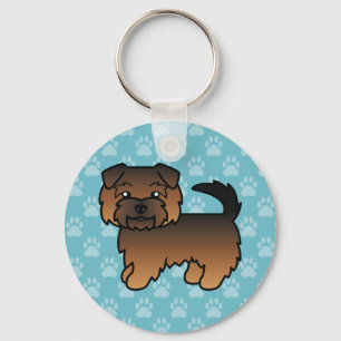Porte-clés Norfolk Terrier poilus dessin animé chien sur fond