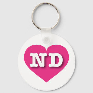 Porte-clés North Dakota Hot Pink Heart - J'aime ND