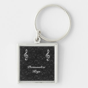 Porte-clés Note de musique diamantée scintillante personnalis