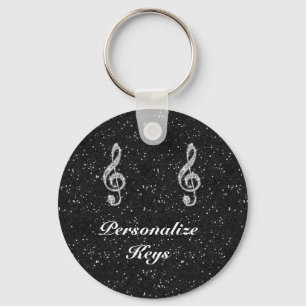 Porte-clés Note de musique diamantée scintillante personnalis