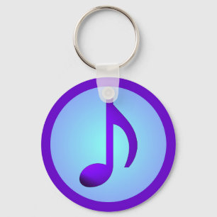 Porte-clés Note de musique simple élégante bleu violet
