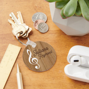 Porte-clés note musicale personnalisée sur le bois