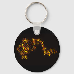 Porte-clés Notes musicales Black and Gold Swirling