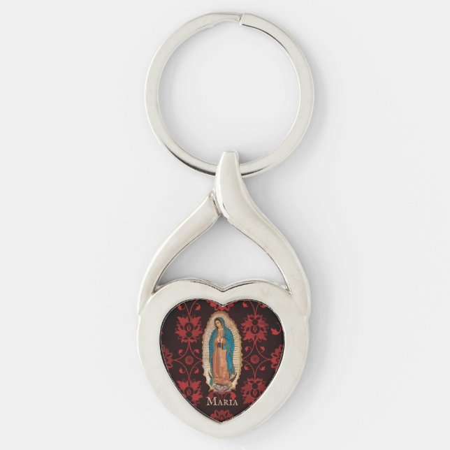 Porte-clés Notre Dame de Guadalupe Mexique Coeur catholique e (Devant)