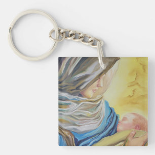 Porte-clés Notre Dame du Silence tenant le bébé Jésus
