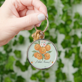 Porte-clés Notre petite mignonne Mandarine Florale Aquarelle