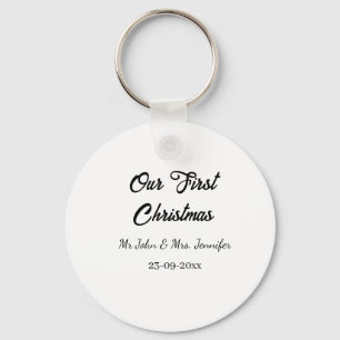 Porte-clés Notre premier Noël, M. et Mme, nom du couple date