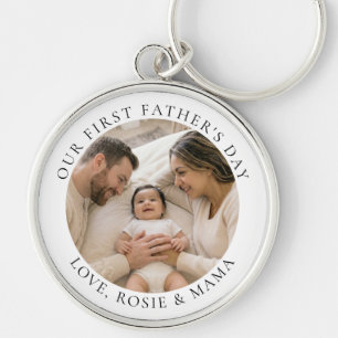 Porte-clés Notre première fête des pères photo de famille per