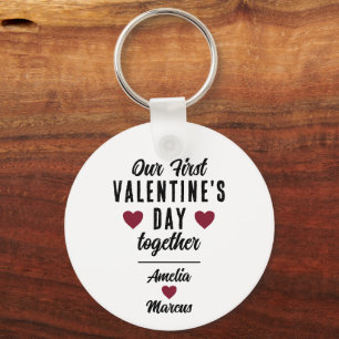 Porte-clés Notre première Saint-Valentin Ensemble Coeur Coupl