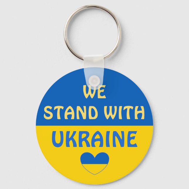Porte-clés Nous sommes avec l'Ukraine | Afficher le support (Recto)