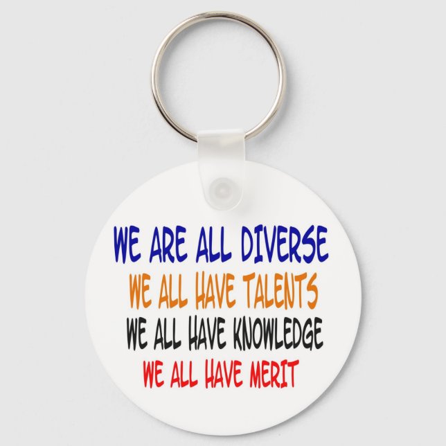 Porte-clés Nous sommes tous différents (blanc)nKeychain (Recto)