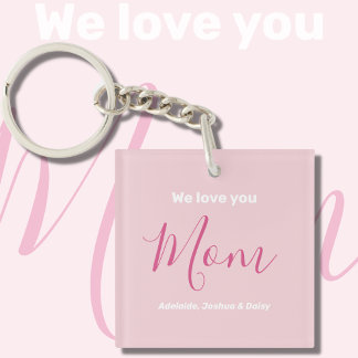 Porte-clés Nous t'aimons Maman Pink Minimalist
