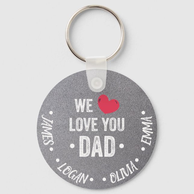 Porte-clés nous vous aimons papa, noms personnalisés porte -  (Recto)