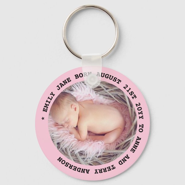 Porte-clés NOUVEAU BÉBÉ FILLE PHOTO FAVEURS Textes Cadeaux à  (Recto)
