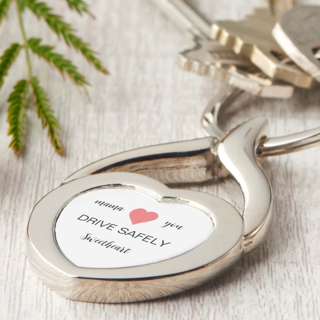 Porte-clés Nouveau conducteur voiture cadeau Pink Heart Drive (drive safely keychain sweet 16 car gifts new driver pink heart mom dad love you new car simple chic)