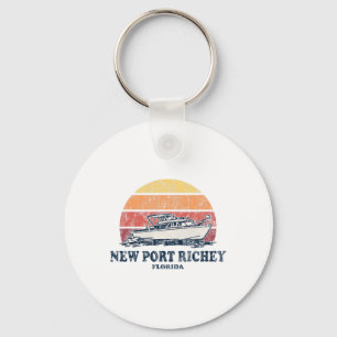 Porte-clés Nouveau Port Richey Fl Bateau Vintage les années 7