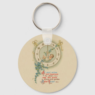 Porte-clés Nouvel An vintage Horloge Bébé