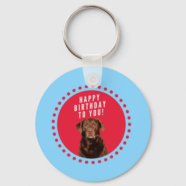 Porte-clés Nouvel anniversaire joyeux du chien de triever Bro (Recto)