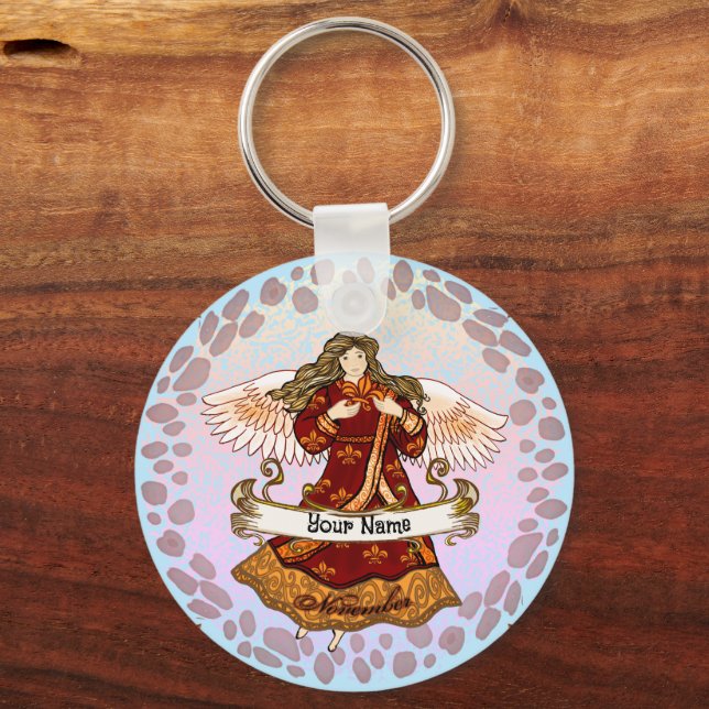 Porte-clés Novembre Anniversaire Angel anniversaire personnal (Recto)