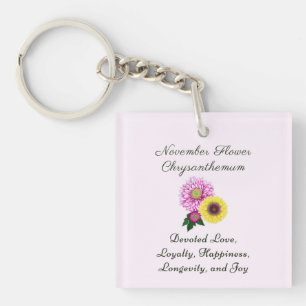 Porte-clés Novembre Mois de naissance Fleur Chrysanthème