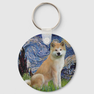 Porte-clés Nuit étoilée - Akita Inu