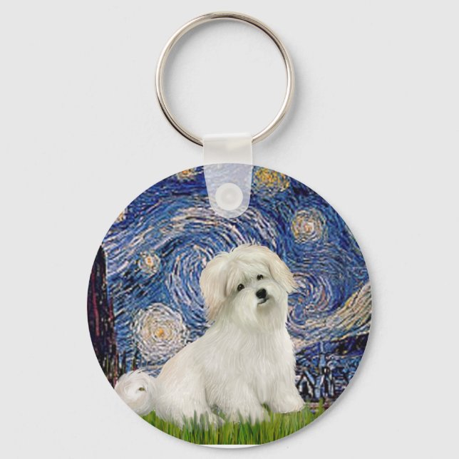 Porte-clés Nuit étoilée - Coton de Tulear 7 (Recto)