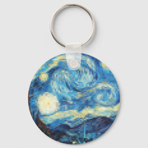 Porte-clés Nuit étoilée Pixellée par Van Gogh