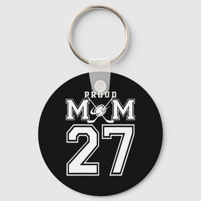 Porte-clés Number 27 Custom Proud Hockey Mom Personalized For (Recto)