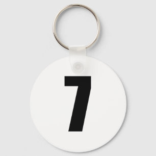 Porte-clés number 7 in black on white button keychain