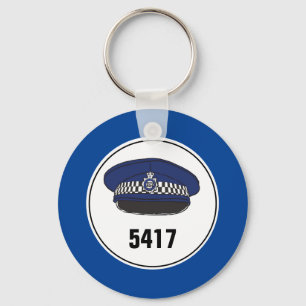Porte-clés Numéro de badge. Policier ou agent de police. Port