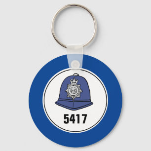 Porte-clés Numéro d'insigne. Casque d'agent de police. Porte-