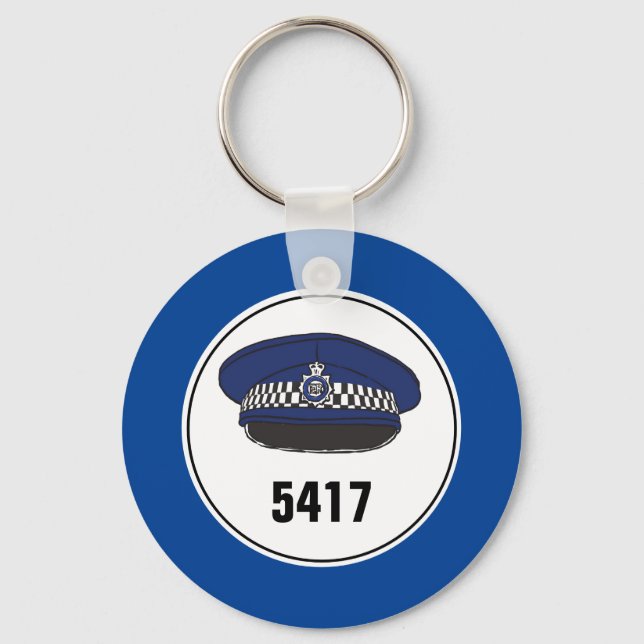 Porte-clés Numéro d'insigne. Policier ou agent. Bague de clé (Recto)