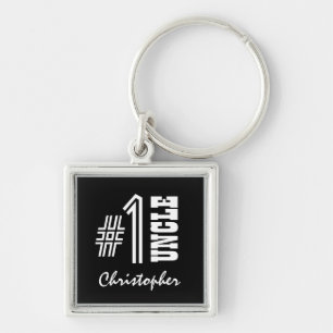 Porte-clés Numéro un ONCLE Cadeau moderne noir et blanc A01