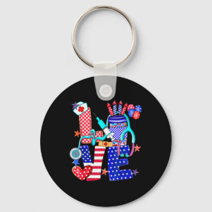 Porte-clés Nurse Love 4 juillet American Flag Memorial Day