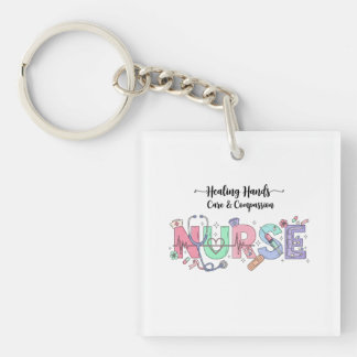 Porte-clés Nurse Typography with Stethoscope Medical Icons 