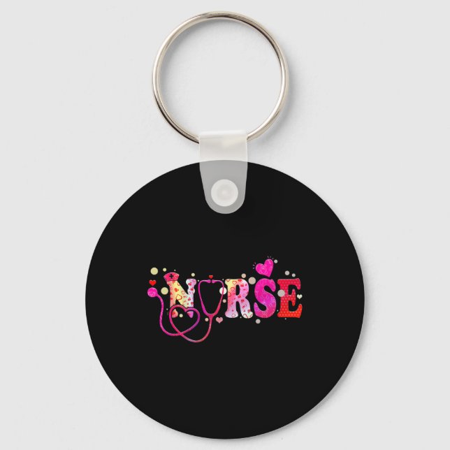 Porte-clés Nurse Valentines Day Valentine Scrub Top Femmes Sc (Recto)
