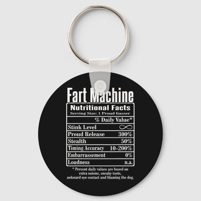 Porte-clés Nutrion Facts Machine Papa plaisante Drôle Farny (Recto)