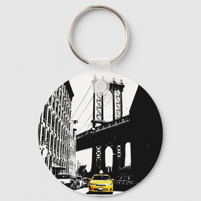 Porte-clés Nyc Brooklyn Bridge Taxi jaune New York City (Recto)