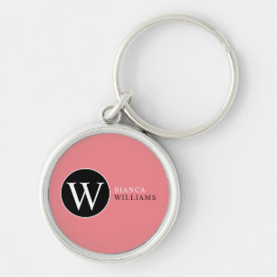 Porte-clés O initial (modifiable) Monogramme circulaire rose