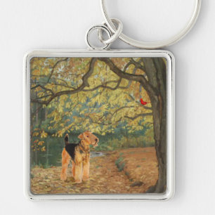 Porte-clés Observation des oiseaux d'Airedale Terrier