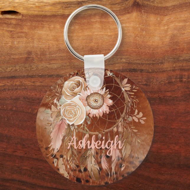 Porte-clés Occidentale Cowgirl Floral Dream Catcher Anniversa (Recto)