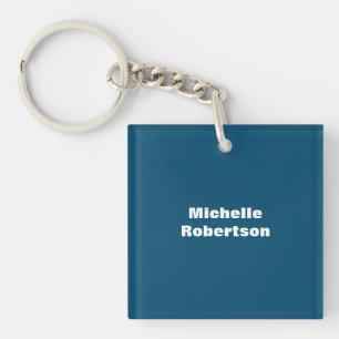 Porte-clés Ocean Blue Plain Minimalist Ajouter son propre nom
