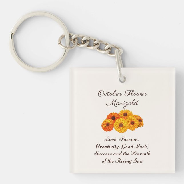 Porte-clés Octobre Mois de naissance Fleur Marigold Elegant (Devant)